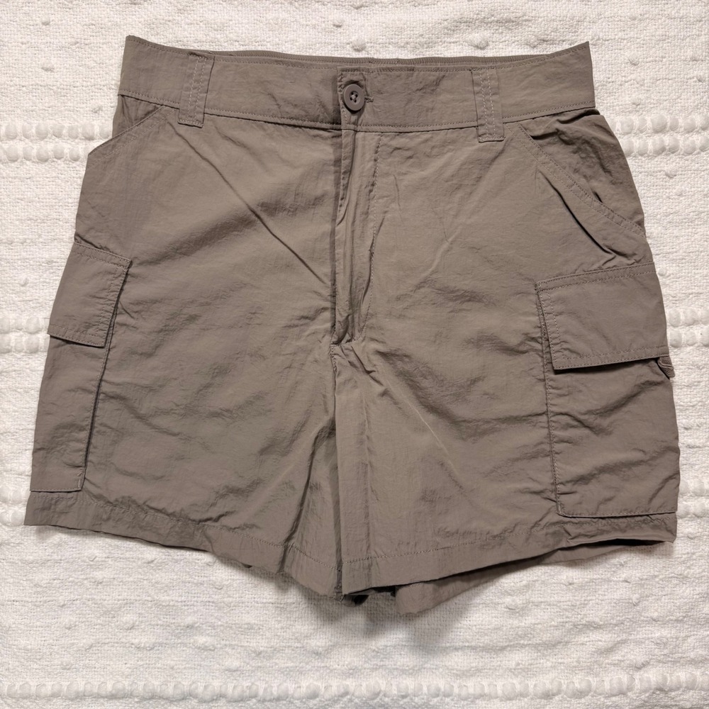 Social Tourist Women Ultra High Rise Cargo Shorts Taupe Brown Size S Nylon Hike